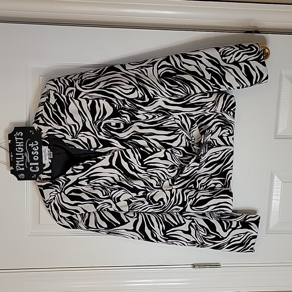 Isabella Suits Jacket 12 Zebra Print Black White